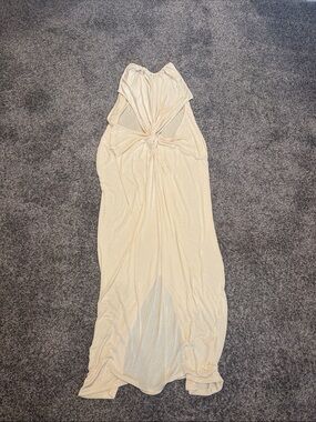 Sleeveless Cream Knot-Front Maxi Dress
